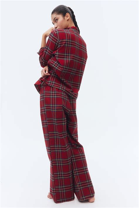 Women's Dark red/plaid Flannel Pajamas | H&M CA