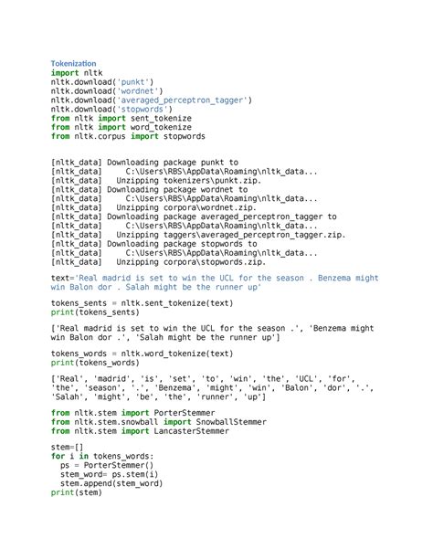 Dsbda LAB-7 - Tokenization import nltk nltk('punkt') nltk('wordnet ...