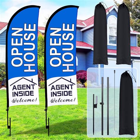 Amazon.com : Buryeah 2 Sets 11ft Open House Flags Banners for Real ...