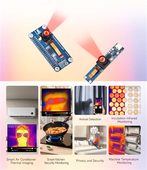 Long-wave IR Thermal Imaging Camera Module, 80×62 Pixels, 40Pin GPIO H ...