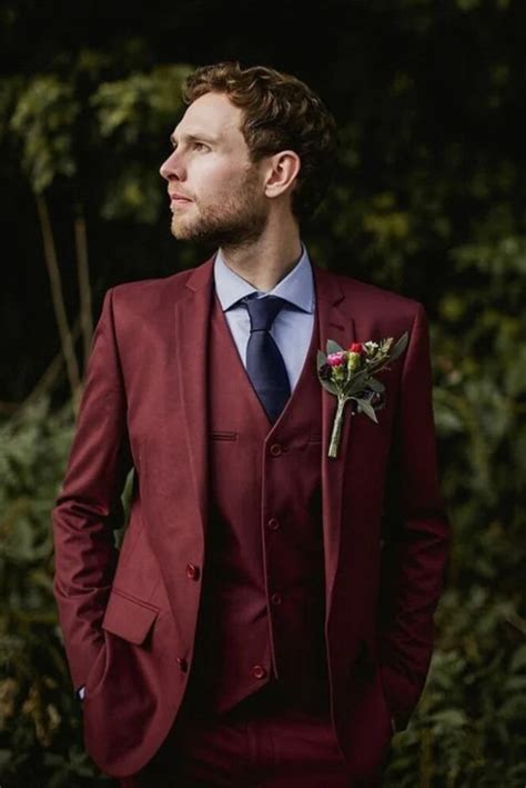 Luxury Maroon Slim Fit 3-Piece Wedding Dinner Suit – SAINLY INDIA