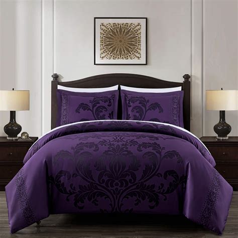 Amazon.com: Chezmoi Collection Valor 7-Piece Queen Bed in a Bag, Purple ...
