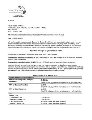 RE: Important ination on your MasterCard Business Platinum credit card ...