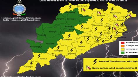IMD issues yellow warning for thunderstorm, lightning in Odisha