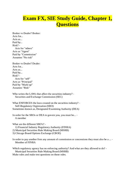 SIE Study Guide Chapter 1: Securities Industry Regulations | Exams ...