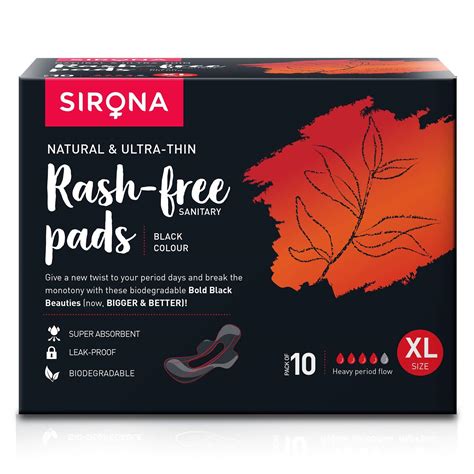 Buy Sirona Natural Biodegradable Super Soft Black Sanitary Pads/Napkins ...