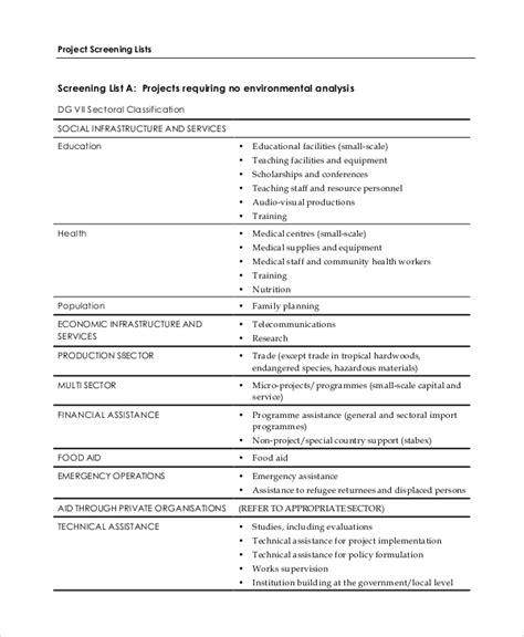 Image result for Project List Sample