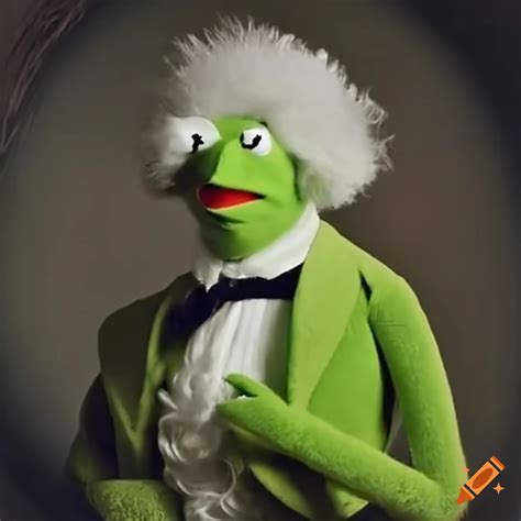 Kermit the frog wearing a powdered wig with the founding fathers in a ...