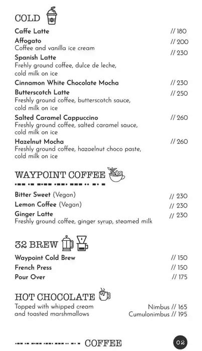 Menu at WayPoint, Kolkata, 32B