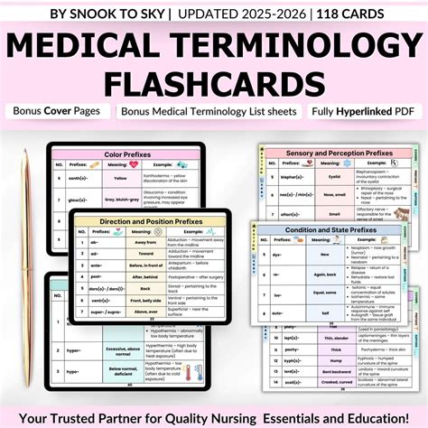 Medical Terminology Flashcards, Bonus Terminology Sheets, 5 Bonus Cover ...