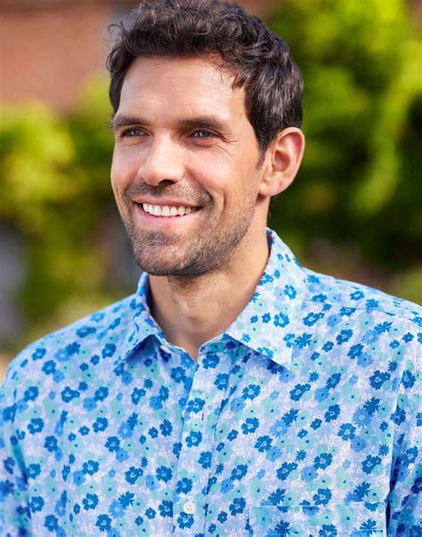 Linen Shirt Long Sleeve - Green/Blue Floral Long Sleeve | Joseph Turner