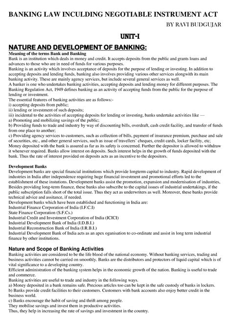 Banking law with negotiable instruments - BANKING LAW INCULDING ...