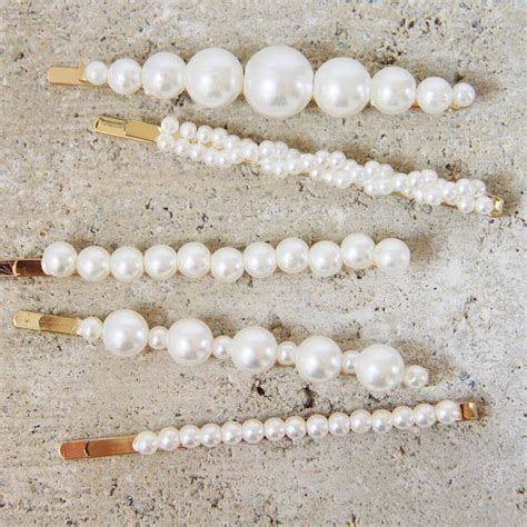 Set Of Five Pearl Hair Clips By BRAID & BOW