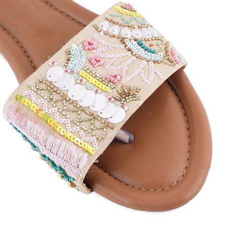 Handcrafted Embroidered Colourful Embellished Sliders for Women - GYPSY ...