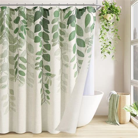 Amazon.com: BOODII Green Neutral Shower Curtain 72 Inches Long for ...