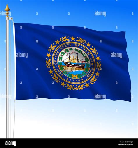 New Hampshire state official waving flag, United States, USA, vector ...