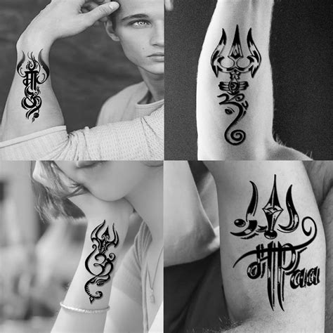 Temporary Tattoowala Shiv God Trishul Pack 4 Temporary Tattoo For ...