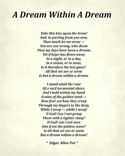 A Dream Within A Dream Poem by Edgar Allan Poe, Typography Print ...