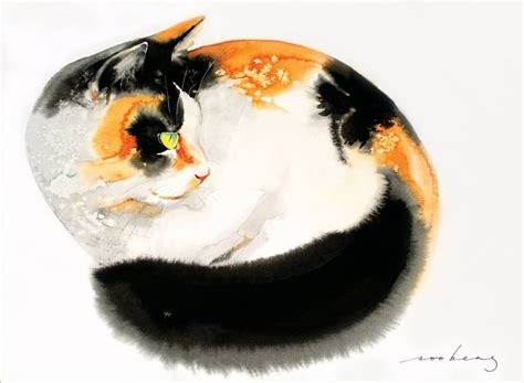 Cosy Cat Drawing by Soo Beng Lim | Saatchi Art