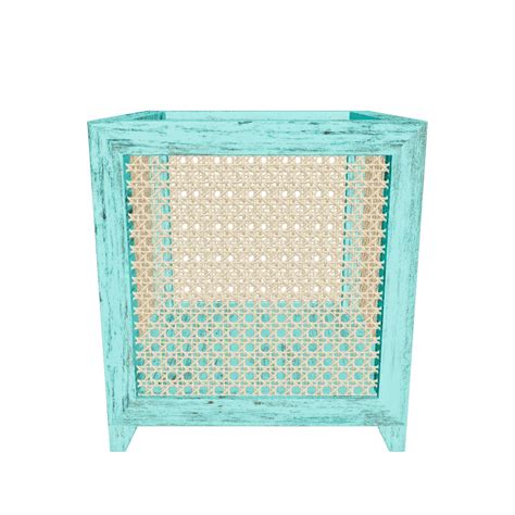 Premium Style Blue Distress Soft Cane Wooden Flowerpot for Home
