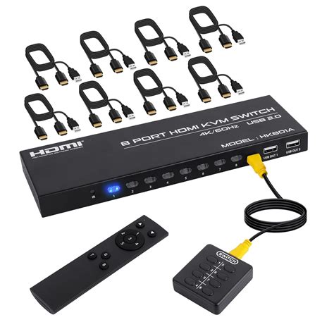 8 Port HDMI KVM Switch for 8 Computers Share 1 Monitor, 4K@60Hz 8 in 1 ...