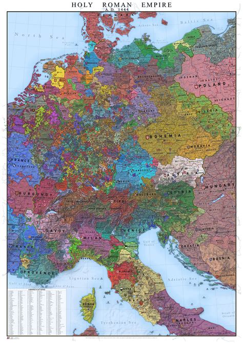 Germany History Map - Holy Roman Empire 1444 - Etsy Ireland