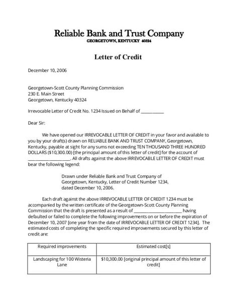 Image result for Letter of Credit Sample Form
