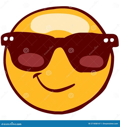 Cool Emoji In Shades. Yellow Smiling Face Emoticon Wearing Sunglasses ...