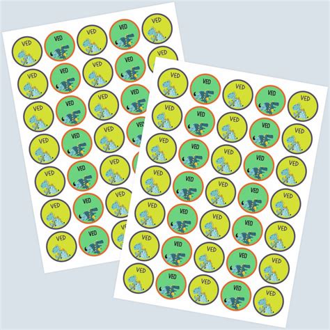 Round Water Proof Labels -Dino Colours – Popup Kids