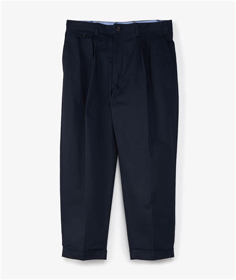Beams Plus 2 Pleats Twill Pants in Navy Blue | SVD