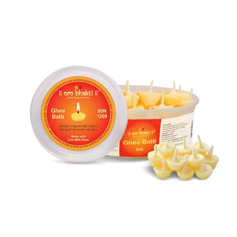 Buy II om bhakti II Pure Cow Ghee Diya/Batti/Wicks (100% Wax Free) for ...