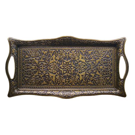 Amazon.com: Metal Serving Tray with Raised Edges, Vintage Design Tray ...