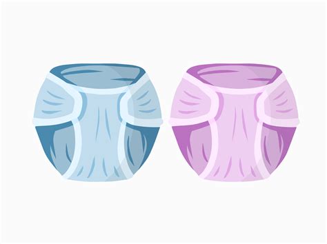 Diaper. Baby pants. Blue and pink hygienic absorbent clothing. Flat ...