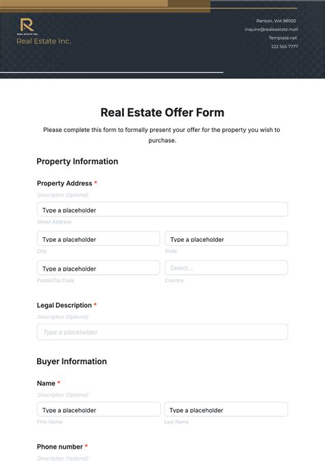 Image result for Real Estate Offer Form