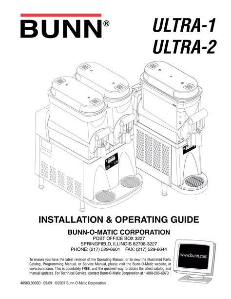 BUNN Ultra 2 Slush Machine - Operating Service | PDF