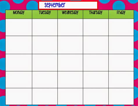 Blank Calendar Monday Through Friday - Printable Word Searches