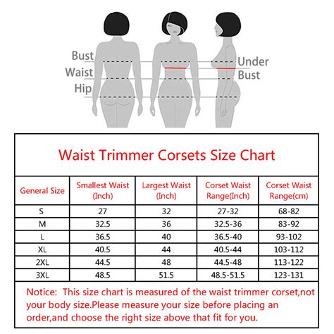 Waist Size Chart Women