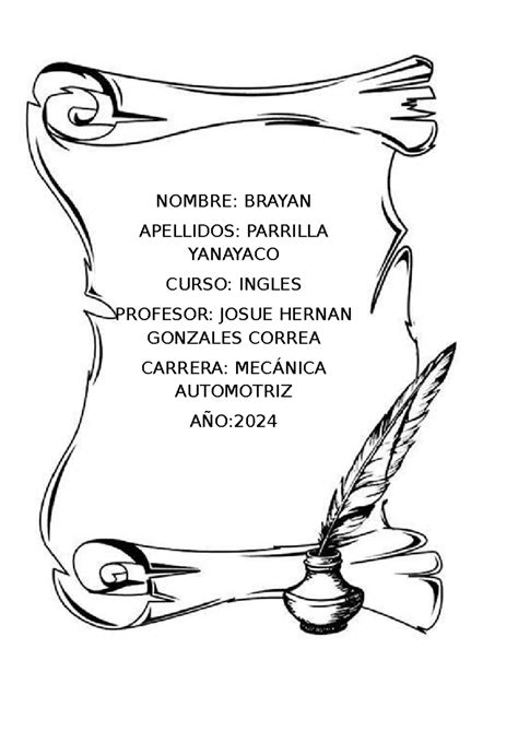 Personal Sentences IN English Brayan Parrilla NOE - NOMBRE: BRAYAN ...