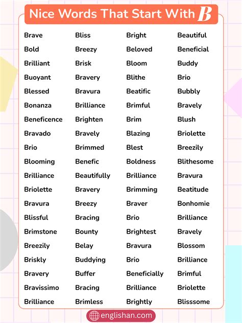 Nice Words That Start With B – 150 Words List
