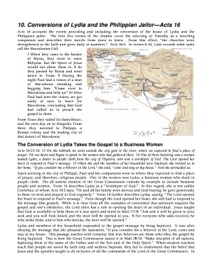 Fillable Online gospellessons 10. Conversions of Lydia and the ...