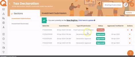 How do I view the status of my submitted declarations/proofs ...
