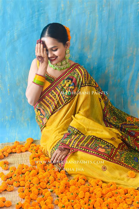 KAMESHWARI Madhubani Hand-painted Chanderi Silk Saree Blouse Set ...