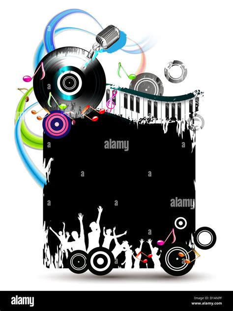 Black banner with dancing silhouettes and vinyl record Stock Photo - Alamy