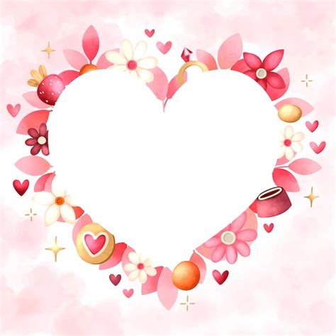 Aquarell Liebe Fotorahmen Vorlage | Kostenlose Vektor