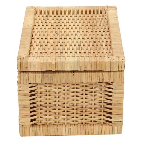 AKWAY Wicker Storage Basket With Lid for Bathroom Utilities (11" L x 9 ...
