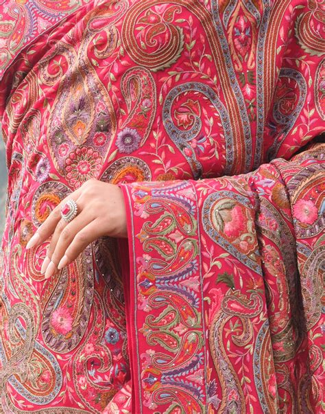 Ruby Red Pashmina Embroidered Saree – Roopkala