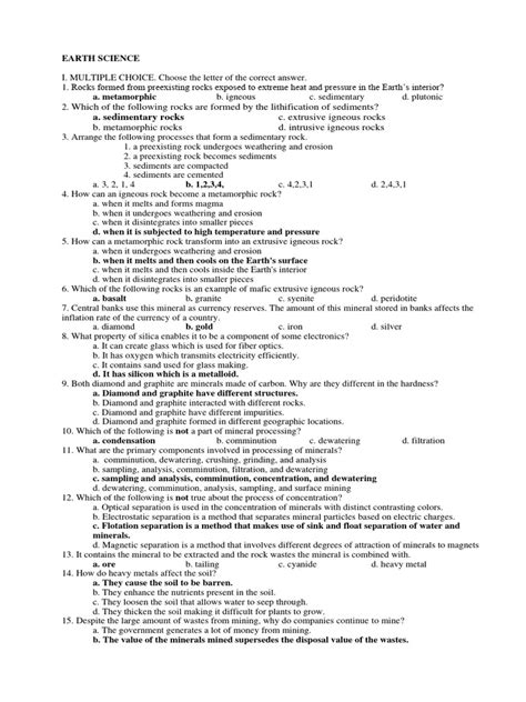 Image result for Earth Science Review Questions