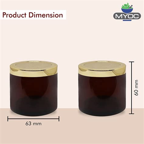 Shoprythm Cosmetic Jar MYOC Amber San Jars with Golden Cap & Inner lid ...
