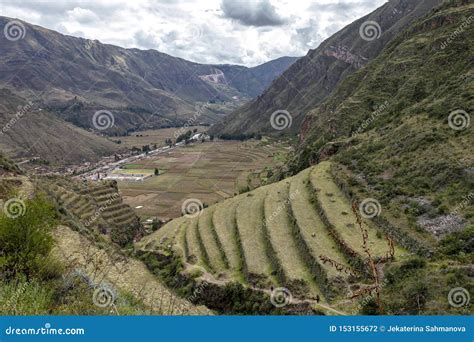 View at the Agriculture Inca Terraces Used for Plants Farming, Archeological Park in Sacred ...