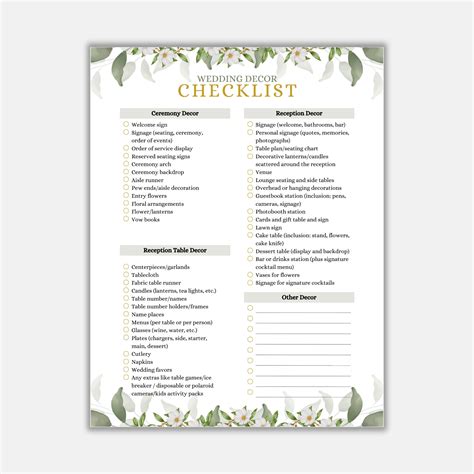 Image result for Wedding Reception Decor Checklist